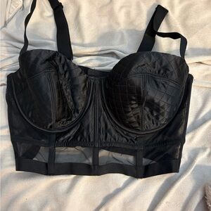 Victorias Secret Quilted Faux Leather Longline Bustier Bra